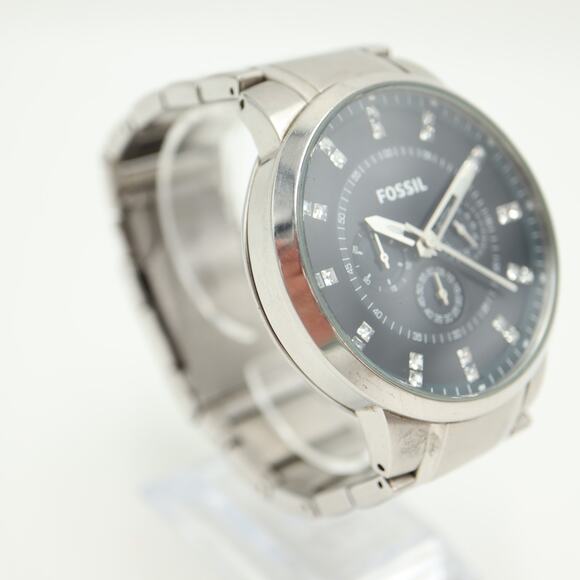 Fossil Mens Oversized Dark Navy Blue Chrono 48mm Watch FS4565 w New Battery - Picture 8 of 11